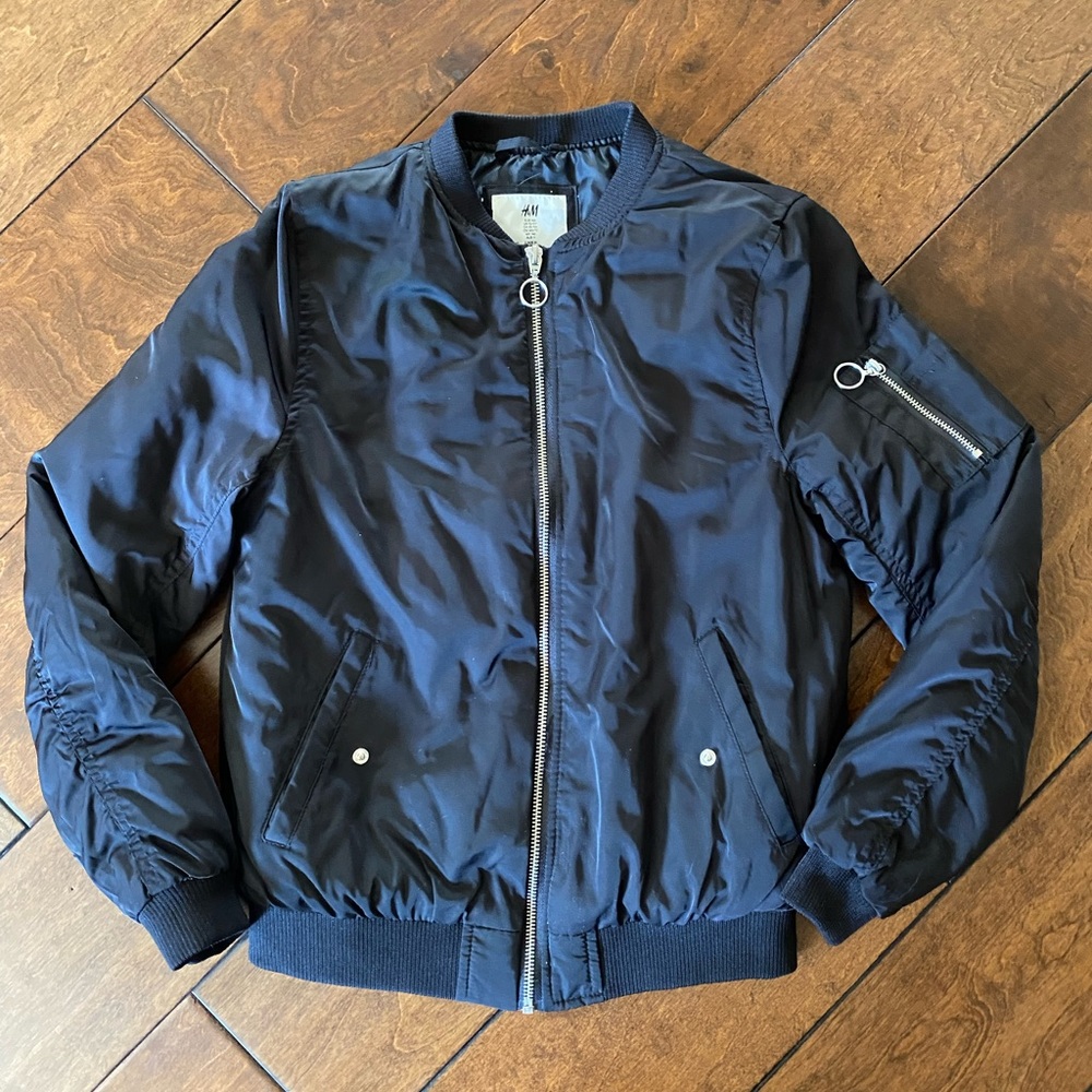 H&M black bomber jacket size 10/11